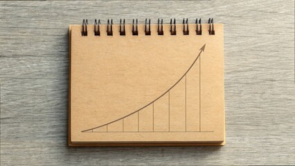 Aufkleber - Sketch of Growth Curve on Notepad Page with Wooden Background