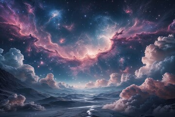 Wall Mural - Breathtaking Nebula Landscape in a Futuristic Cosmic Dreamscape