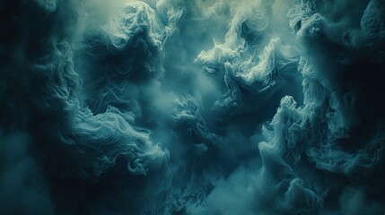 Wall Mural - Dark teal swirling smoke, abstract texture