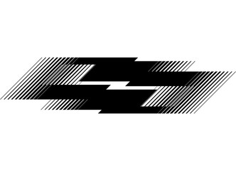 Poster - Vector black spot on white background. Striped pattern of thin lines on car body  boat, sportswear, toy. Modern vector background. Design element