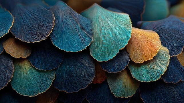Abstract Teal Gold Scale Pattern Texture
