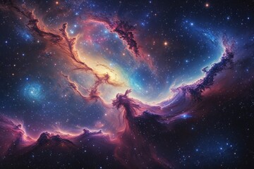 Wall Mural - colorful galaxy nebula and starry cosmos wallpaper background