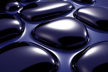 Poster - Close-up of Reflective Water Droplets on a Smooth Surface