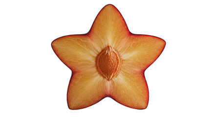 Poster - Cross-section of a plum cut into a star shape against a black background