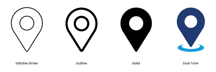 Wall Mural - location icon outline and solid icon