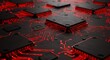 © warsilan - Illuminated circuit board with integrated microchips and glowing red pathways