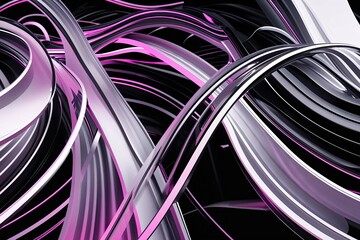 Poster - Creative Digital Overlay with Complex Intertwined Curves in Dynamic Black and White Design for Innovative Technology Concepts and Endless Seamless Animation