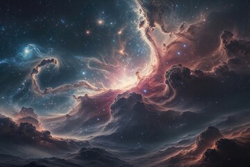 Wall Mural - Exploring Otherworldly Cosmic Landscapes of Enigmatic Nebulae in the Universe