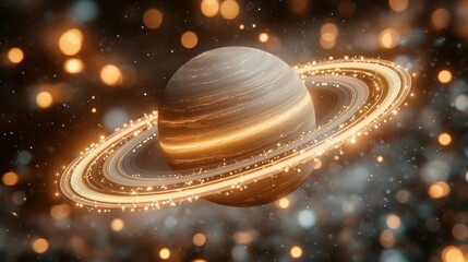 Wall Mural - Glowing ringed planet in cosmic dust