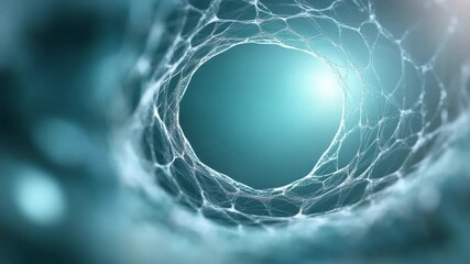 Poster - Abstract Network Tunnel: A mesmerizing abstract image of a network tunnel, illuminated by a central glow, symbolizes connectivity and the flow of information in the digital age.