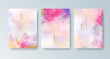 © REZI - Set of cards with bright colorful vector watercolor background. Design for your date, postcard, banner.