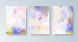 © REZI - Set of cards with bright colorful vector watercolor background. Design for your date, postcard, banner.
