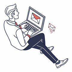 Poster - Businessman working on laptop receiving email online communication