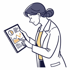 Poster - Businesswoman reviewing financial data on tablet