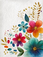 Poster - cute watercolor mexican colors, invitation for birthday, 4k, ultra hd, high resolution, gold glitter outlines