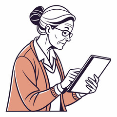 Poster - Elderly woman using tablet computer digital device technology senior