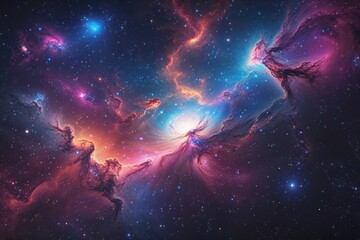 Wall Mural - vibrant galaxy nebula and starry sky wallpaper background