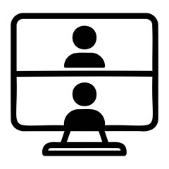 Aufkleber - Illustration of a computer screen displaying two participants in a video conference call setup on transparent background