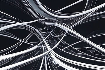 Poster - Creative Digital Overlay with Complex Intertwining Patterns in Bold Black and White for Innovative Tech Concepts and Seamless Animation