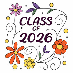 Fototapete - Class of 2026 graduation floral design element