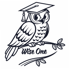 Fototapete - Wise owl graduate mascot design, clean cutout, transparent background