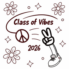 Fototapete - Class of 2026 vibes peace sign hand design
