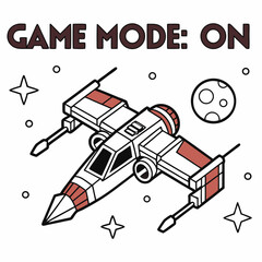 Fototapete - Game mode on spaceship illustration transparent background