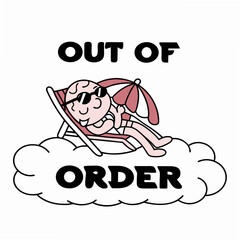 Fototapete - Brain on vacation out of order funny illustration
