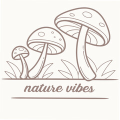 Fototapete - Three cute mushrooms nature vibes illustration transparent background