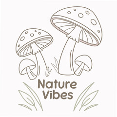 Fototapete - Adorable cartoon mushrooms nature vibes clipart