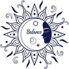 Fototapete - Sun moon balance mandala design element graphic