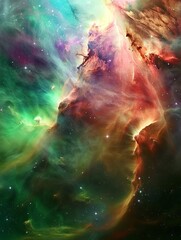 Poster - An abstract expressionist painting depicting a cosmic nebula, with intense, swirling colors