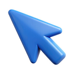 Wall Mural - blue computer mouse pointer arrow icon 3d icon in cartoon plastic style minimal isolated on transpar