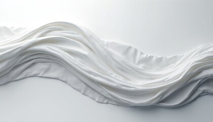 Leinwandbilder - Abstract white background with elegant wave lines. Soft silk flowing cloth texture, smooth modern graphic design. Minimalistic stylish illustration. Perfect banner template for product showcase,