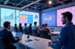 © DA Dermawan - Creative Team Room Background with Charts, Buttons and Gradient Interface Panels