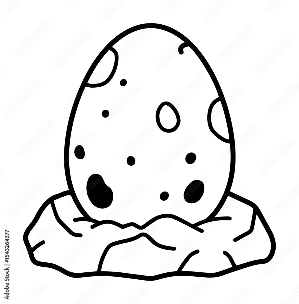 dinosaur egg outline vector illustration prehistoric monochrome line
