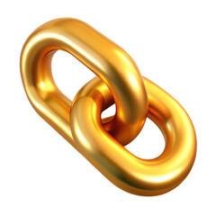 Wall Mural - golden chain link illustration with glossy finish 3d icon in cartoon plastic style minimal isolated 