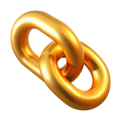 Wall Mural - golden chain link illustration with glossy finish 3d icon in cartoon plastic style minimal isolated 