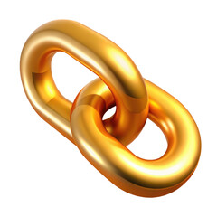 Wall Mural - golden chain link illustration with glossy finish 3d icon in cartoon plastic style minimal isolated 