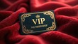 © Maryna - Luxurious VIP membership card on plush velvet background. Gold lettering, intricate designs, crown graphic. Symbol of premium service, exclusivity. Ideal for business promotions, branding, elite