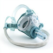 © Priyanka - A medical nebulizer mask connected to tubing and a compressor, isolated on a white background