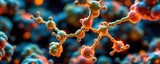 digital microscope view of garcinia cambogia's hca molecules blocking fat producing enzymes, glowing cellular effects.