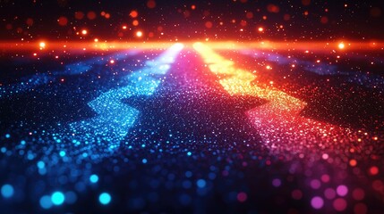 Aufkleber - Abstract design with vibrant colors and sparkling particles.