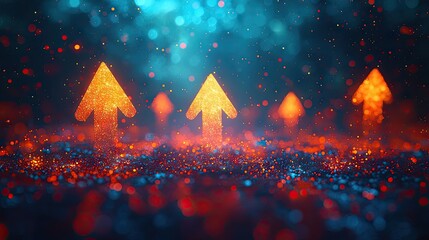 Aufkleber - Sparkling upward arrows on a glittering surface.