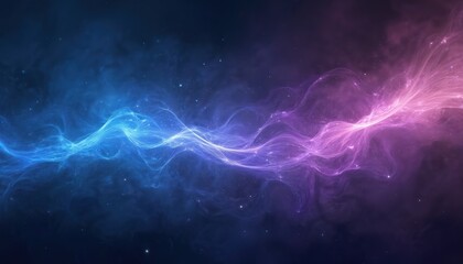 Leinwandbilder - Abstract artwork with dynamic swirls blue purple light on dark backdrop. Energy flow wave pattern design, digital art illustration for tech, science, modern concept. Perfect for background,