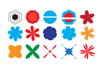 Poster - Colorful geometric shapes icon set with abstract patterns and decorative vector elements