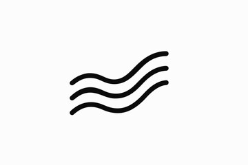 Poster - Three Wavy Lines Graphic Illustration on White Background Representing Water Heat or Signal Strength with Clean and Minimalist Design for Versatile Applications black