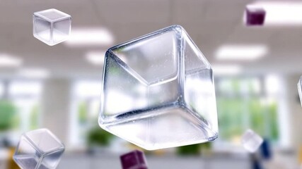 Aufkleber - Crystal Cubes Abstract: Floating crystal cubes creating an abstract and modern atmosphere, perfect for high technology and innovation concept design.
