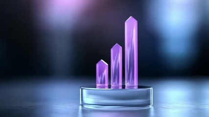 Poster - Crystal Growth: An artistic rendering of luminous crystals ascending from a pedestal, showcasing concepts of progress, development, and innovation. The glowing presentation captures the viewer's eye.