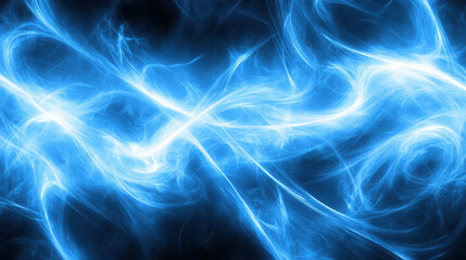 Poster - Creative abstract blue plasma lightning on a dark background. Energy and power concept. Artistic electricity for wallpaper.